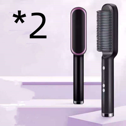 2 In 1 Hair Straightener Hot Comb Negative Ion Curling Tong Dual-purpose Electric Hair Brush [ 2 Pieces ]