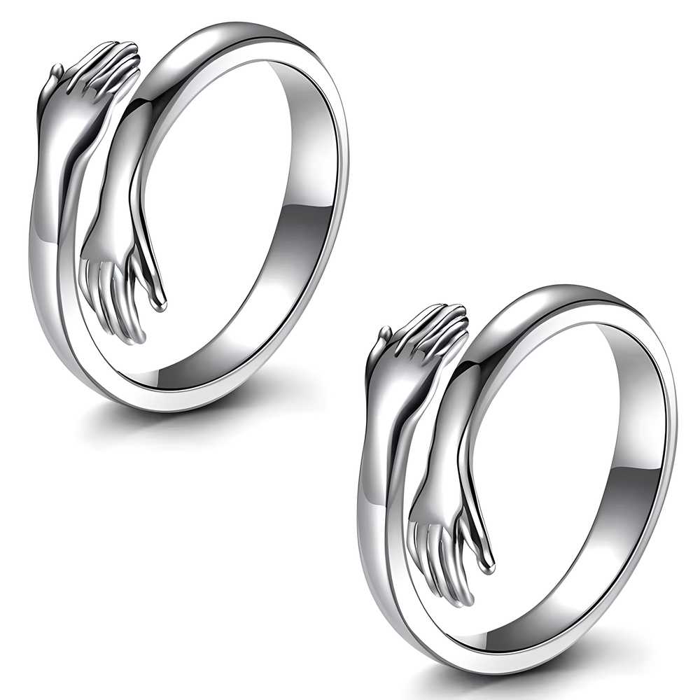 Pack of 2 Special For Friendship Hug Ring silver